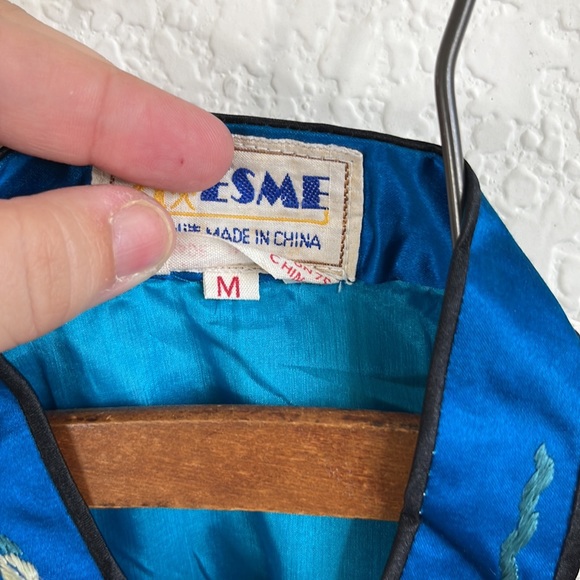 VTG Esme Silk Embroidered Mandarin Robe Jacket - Picture 8 of 9